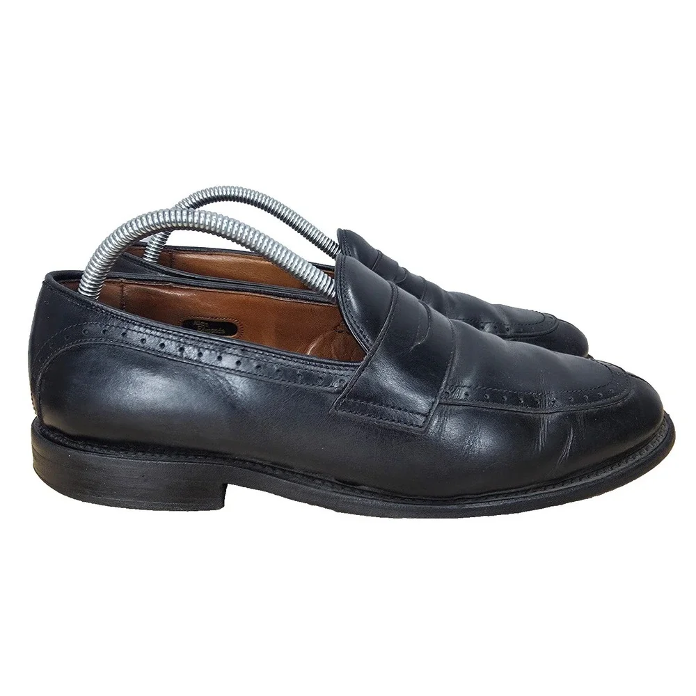 Allen Edmonds Loafers Mens 8.5 Glenfield Black Leather‎ Slip On Dress Shoes